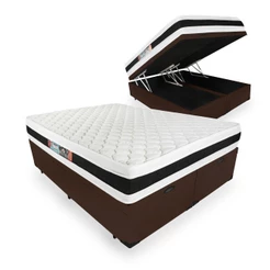 Cama Box Baú com Colchão de Espuma D45 Castor Black & White D45 Double Face Super King 193cm