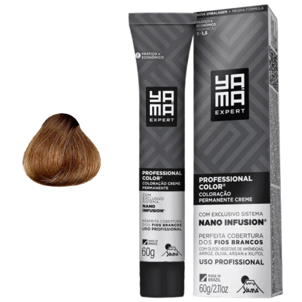 Coloração Yama Profissional Color Nano Infusion Tintura Tinta Cabelo 7.1 Louro Medio Acinzentado 60g