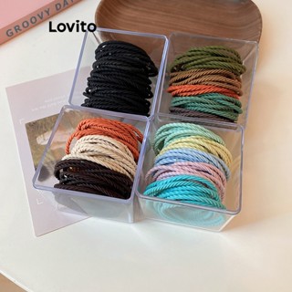 Lovito Casual Simples Báico Laço de Cabelo para Mulheres L63AD114 (Multicolorido/Marrom/Verde-Azulado/Preto)