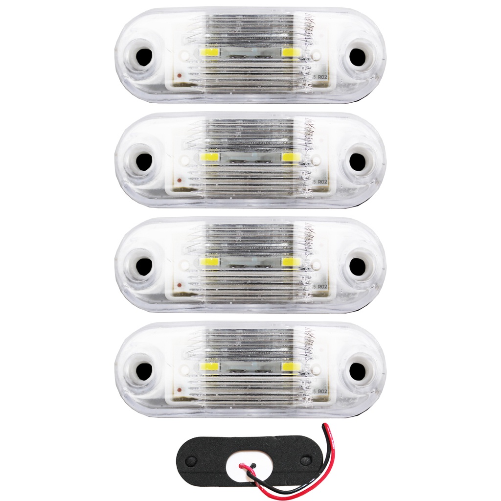 4 Lanternas Vigia Ônibus Caminhão 2 LED CRISTAL BIVOLT +Chicote
