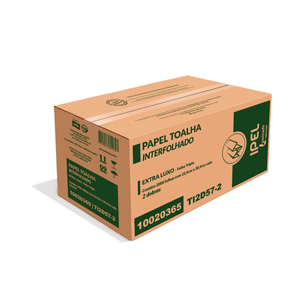 Papel Toalha Interfolha Laminado 2 Dobras Folha Tripla Fit Extra Luxo 2.000 folhas Ipel - Home & Living