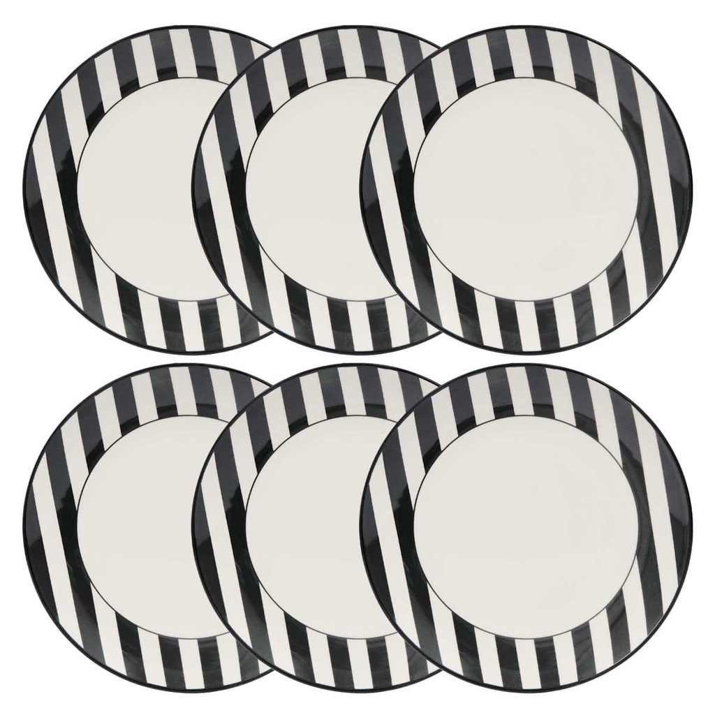 Jogo de 6 Pratos Rasos 26 Cm Oxford Unni Stripes And Dots em Oferta na Shopee