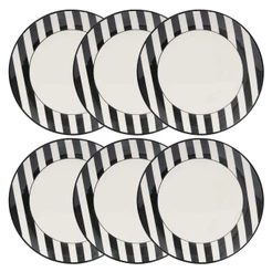 Jogo de 6 Pratos Rasos 26 Cm Oxford Unni Stripes And Dots