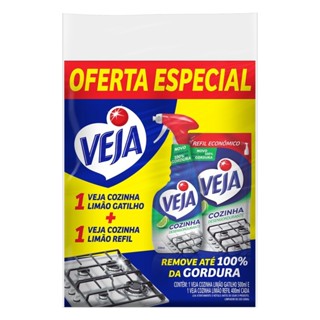 Kit Limpador Veja Cozinha Limao 1Spray 500ml e 1Refil 400ml