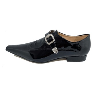 Sapato Masculino Italiano em Couro Social Executivo Corcovado Bico Fino Ref: 452 Preto Preto