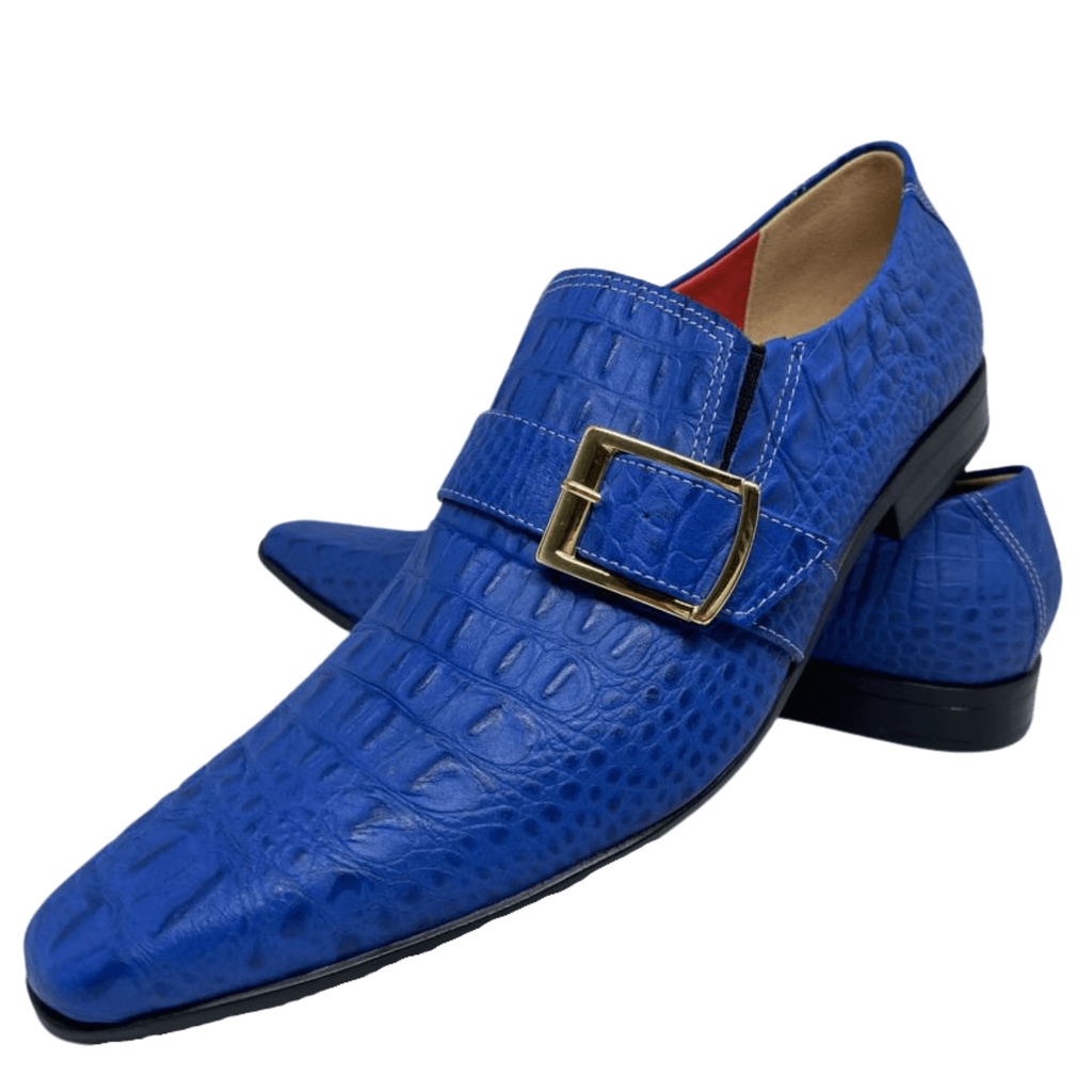 Sapato Masculino Italiano em Couro Social Executivo Azul 586