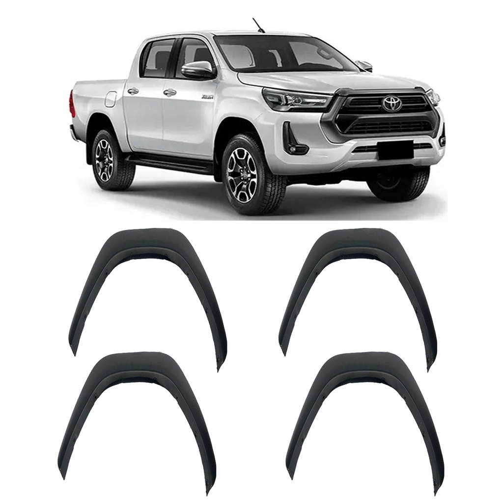 Kit Alargador Paralama Hilux 2016 a 2022 com 6 Peças Preto Fosco