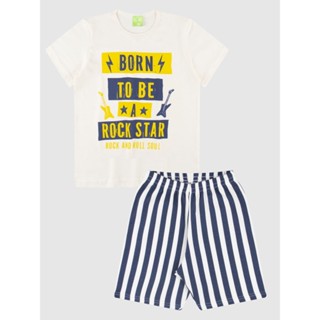 Conjunto Camiseta Tipografia e Bermuda Bebê/Infantil Menino/Masculino Verão