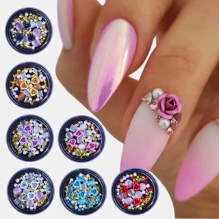 Jóias De Unhas 3D Rhinestones Rosa Diversas Gemas De Bricolage Mix Charmoso Arte De Cristal Decorações Gel Glitter Encantado Acessórios