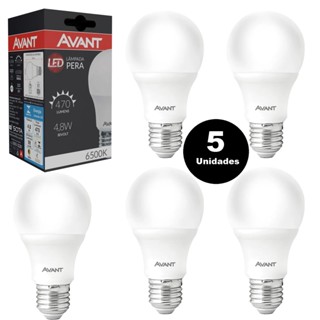 Kit 5 Lampada Led 4,8w Super Economica Avant 6500k Branco Frio Bulbo