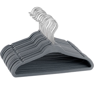 50 Cabides Veludo Cinza Slim Ultra Finos Antideslizante em Oferta na Shopee