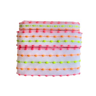Kit Fita Pesponto Sinimbu Pompom Neon (3 tamanhos) - 2 metros de cada