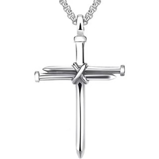 Colar Masculino Com Crucifixo Prego Em Aço Inox