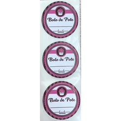 Etiqueta Adesiva Bolo de Pote Rosa com 60 un. Rizzo