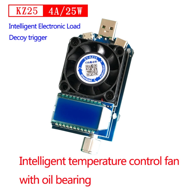 25W USB C-Tipo QC2.0/3.0 AFC FCP Gatilho Testador De Bateria Medidor De Capacidade De Descarga KZ25 DC4-25V Carga Eletrô