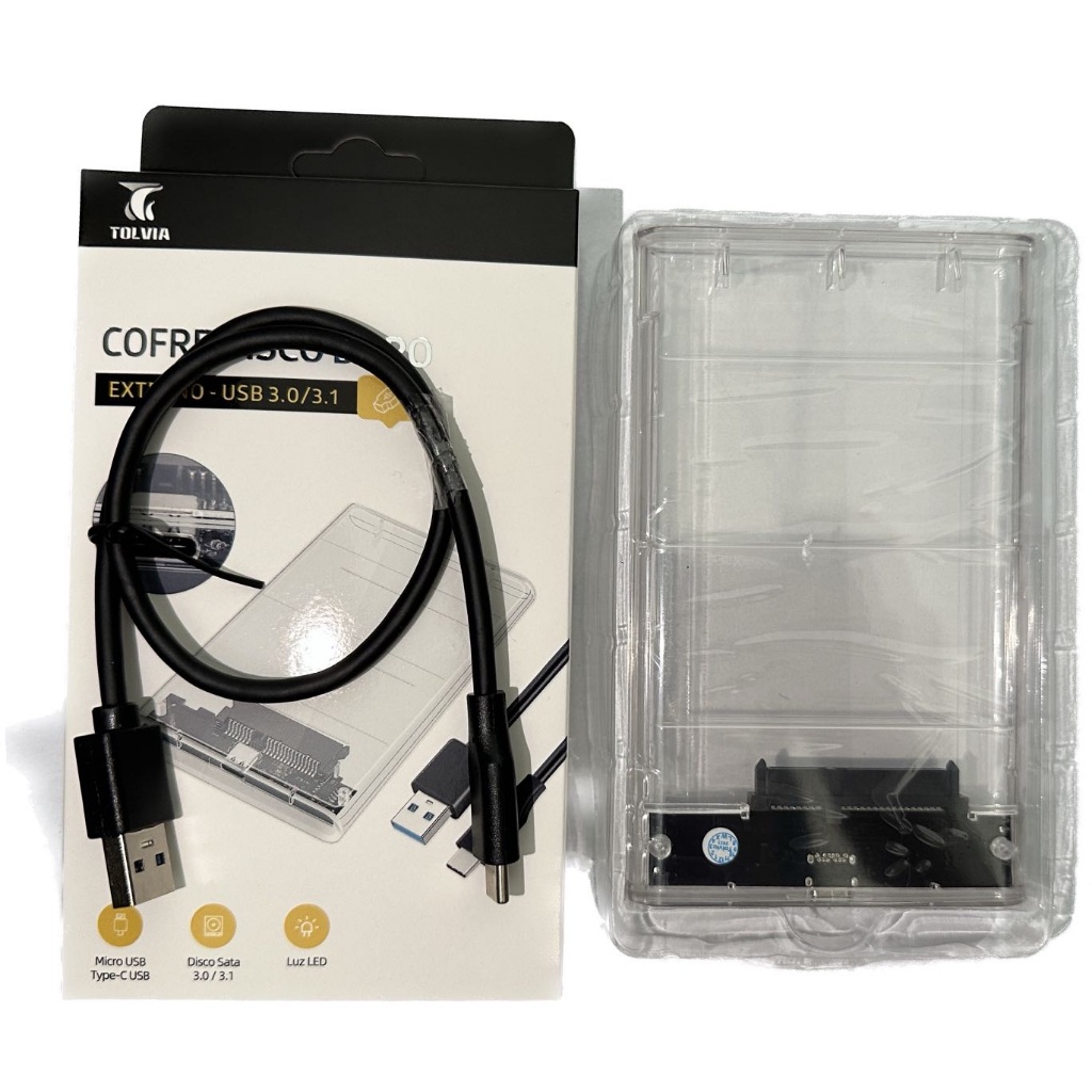 Case Slim Hd Ssd Adaptador Usb 3.0/3.1 Sata 3.0" Externo 5gbps Rápido Transparente