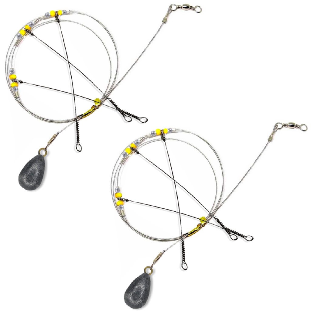 Kit 2 Chicote Pesca Mar C/ 3 Pernadas E 7 Chumbadas em Oferta na Shopee