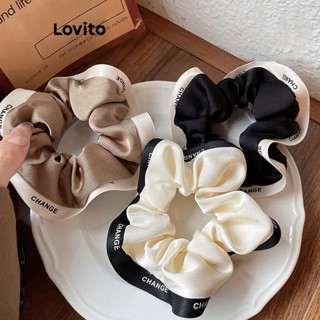 Lovito Scrunchies Elegantes Com Letras Contrastantes E Laços De Cabelo De Cetim Para Mulheres LFA09254