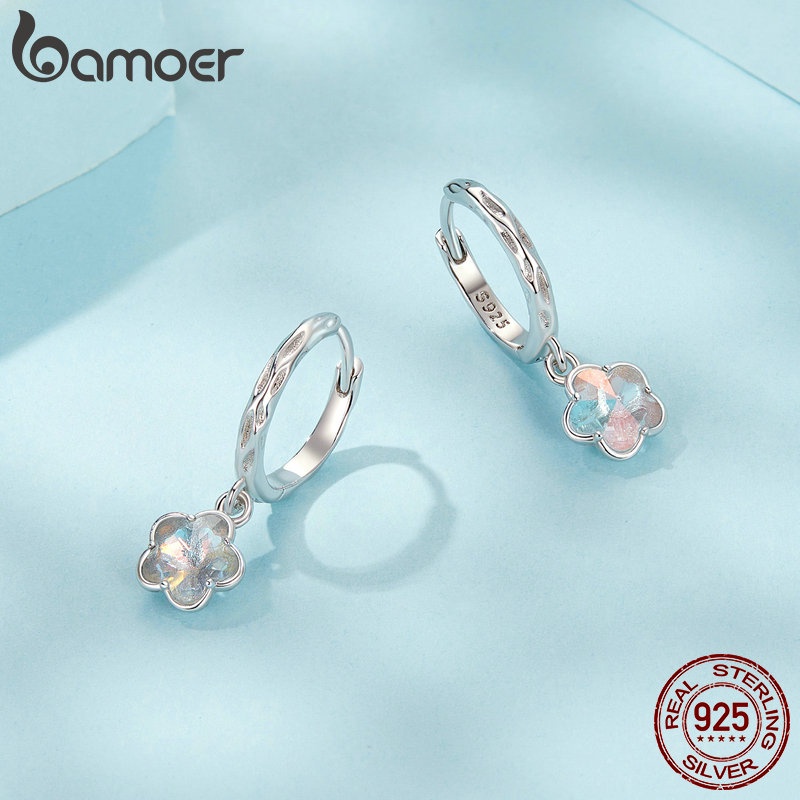 Detalhes do Brincos Bamoer 925 Sterling Sliver De Fita De Gelo Jóias De Flor Para Mulheres