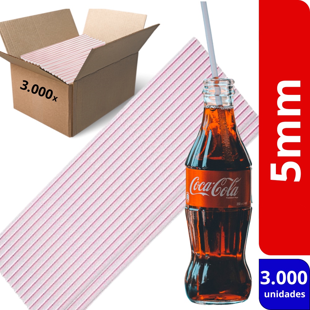 Kit 3000 Canudos Descartável Tradicional Drink Premium