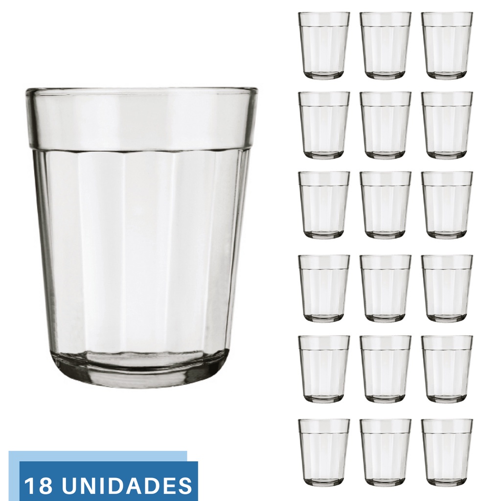 18 Mini Copos Americano Shot Cachaça 45ml Vidro Dose Nadir