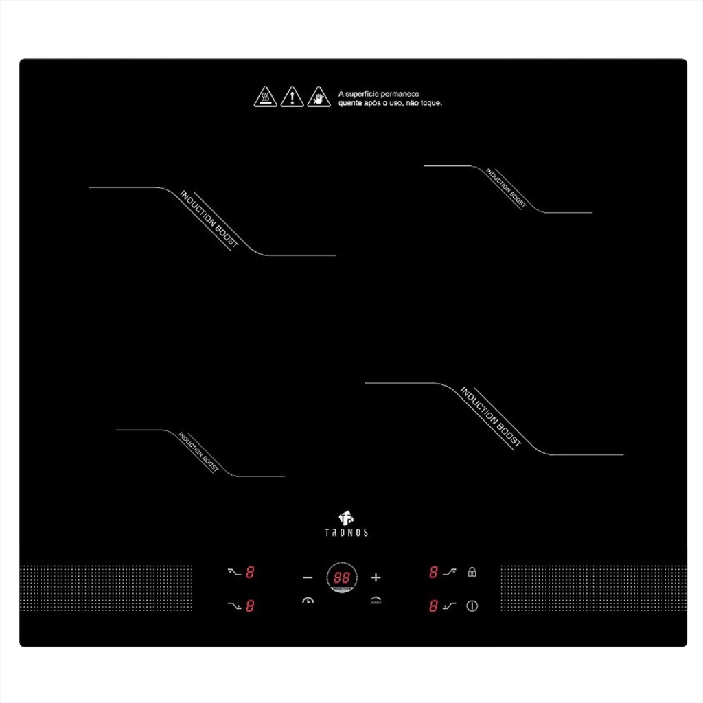 Cooktop 4 Zonas de Indução Tronos IF7010B1 - Mesa Vitrocêramica, Painel Touch com Timer, 9 Níveis e Power Boost em Oferta na Shopee