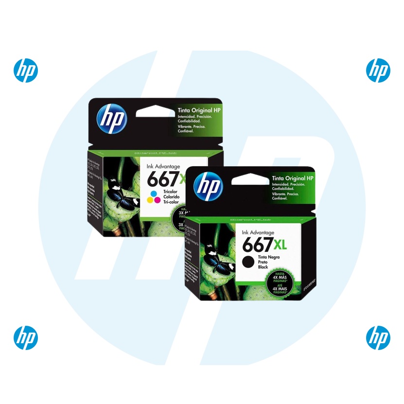 Kit cartucho 667XL HP Original Preto e colorido