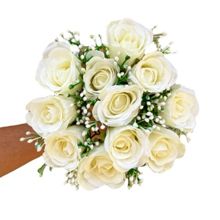 Buquê Grande de Botão de Rosas com Folhagens Artificial em Oferta na Shopee