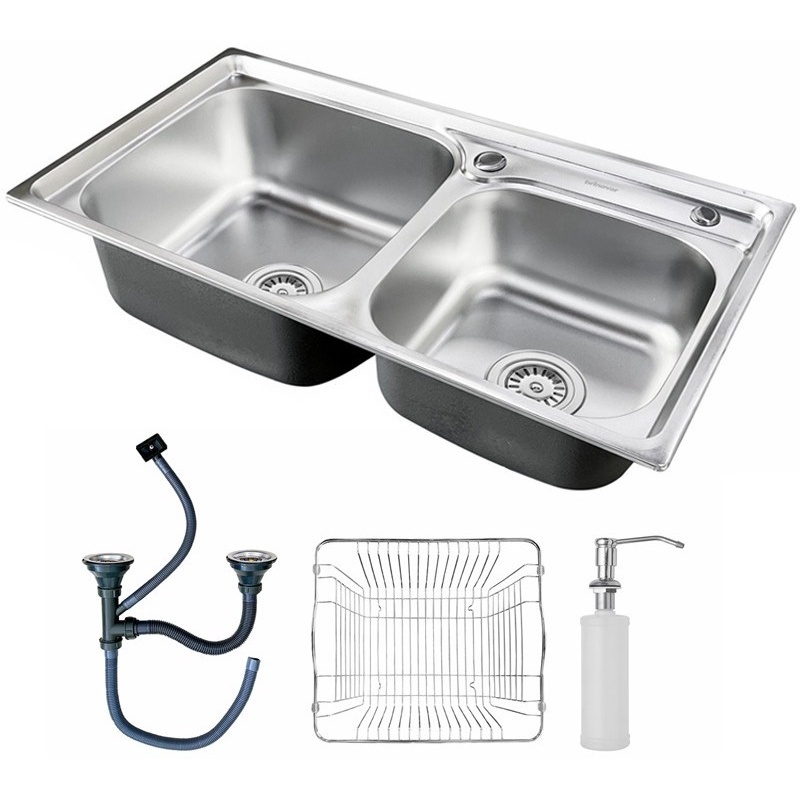 Cuba Pia Gourmet Dupla Prata Cozinha Aço Inox C/Acessórios Brinovar 78x43