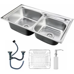Cuba Pia Gourmet Dupla Prata Cozinha Aço Inox C/Acessórios Brinovar 78x43