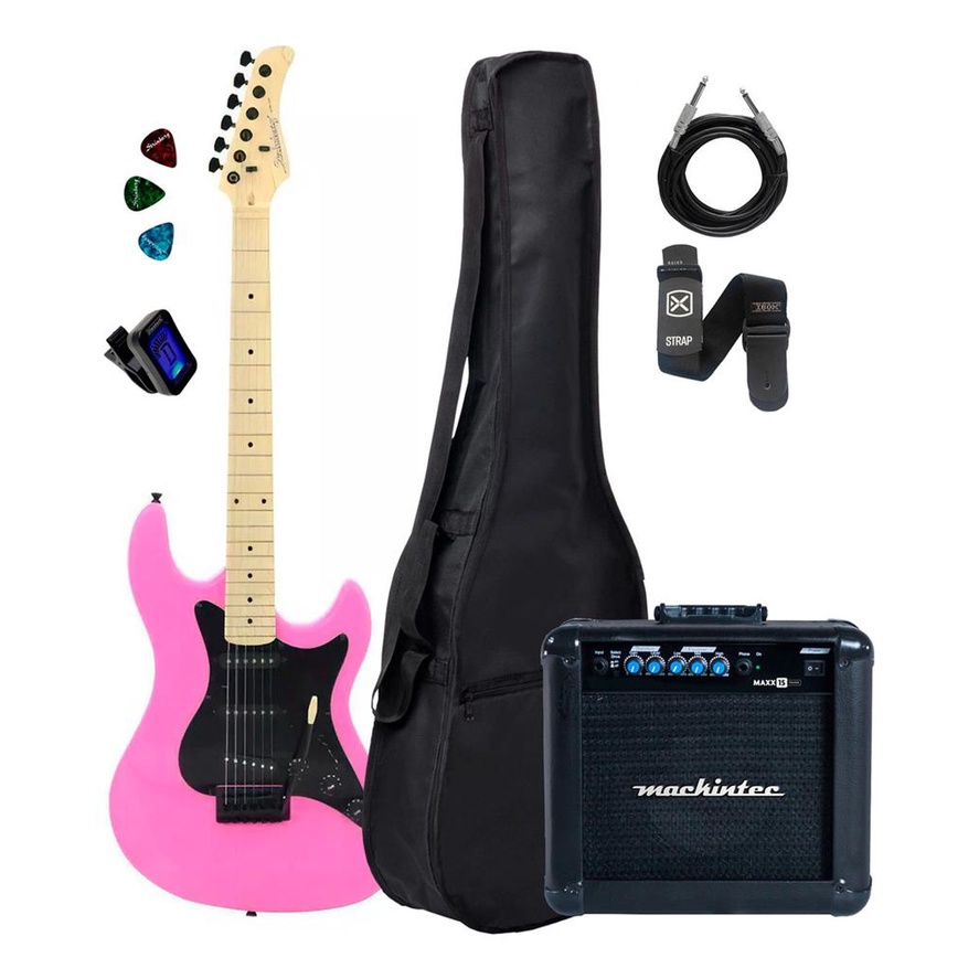 Guitarra Eletrica Strinberg Sts100 Rosa Capa Cubo Acessorios em Oferta na Shopee