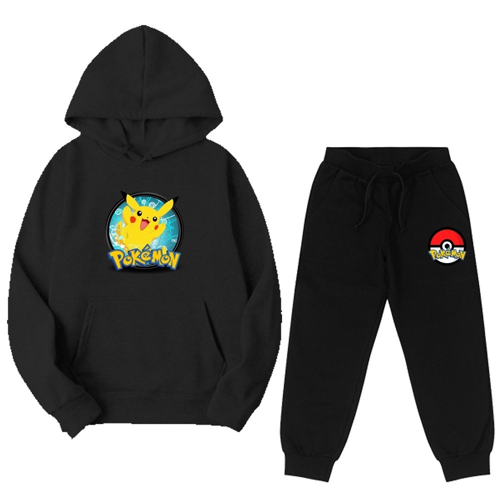 Conjunto De Moletom Infantil Pokémon Blusa De Frio E Calça Unissex