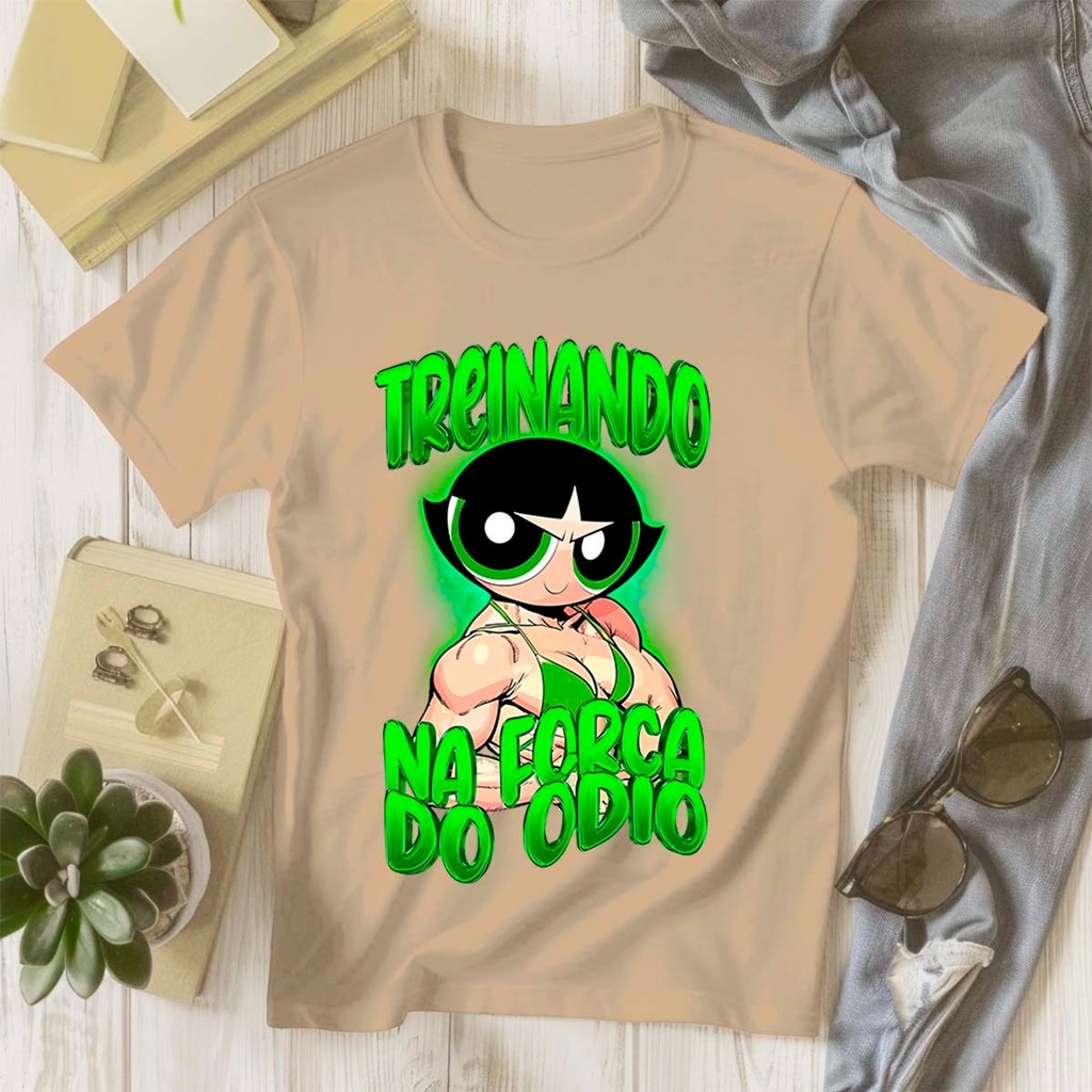 Blusa Look Academia Feminina Camiseta Meme Estilo Docinho Camisa Estampada Poderosa Desenho Animado