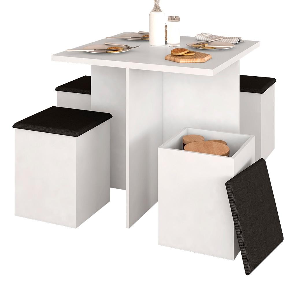 Conjunto Sala De Jantar 4 Banquetas Berlim Bco/ Preto - M. Arapongas - Home & Living