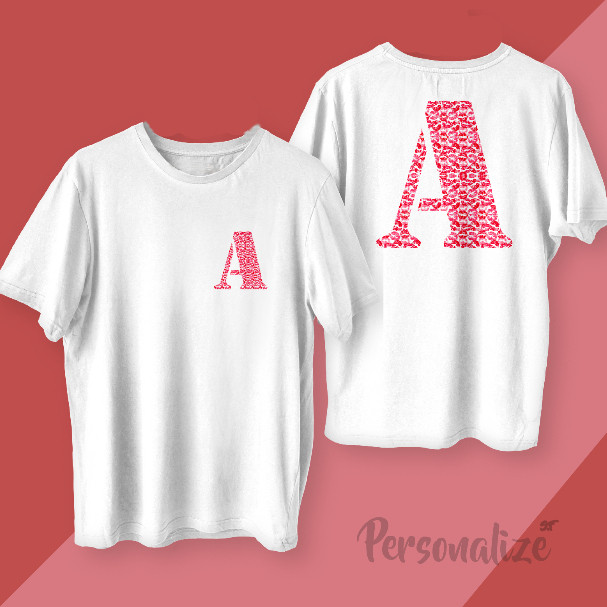 Camisa De beijos  para Namorado, Camiseta  Iniciais Casal Kisses  Camisa Personalizada Kisses