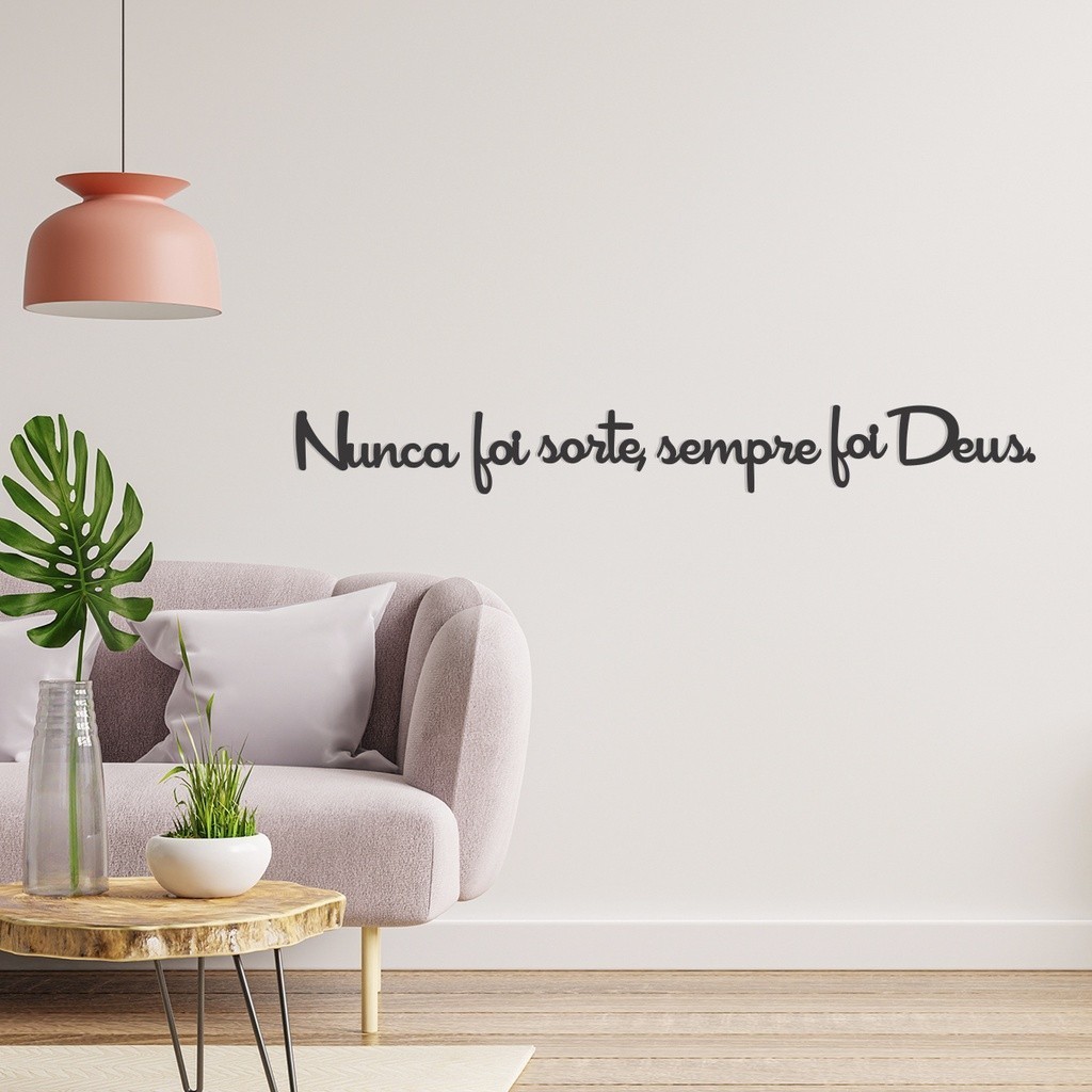 Quadro Decorativo Religioso Frase Nunca foi sorte sempre foi Deus em MDF