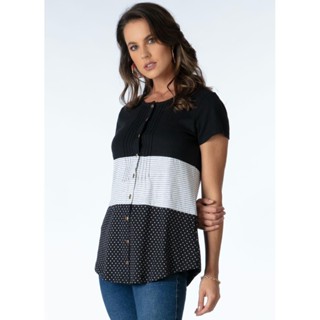 Blusa Com Botões Frontais Quintess em Oferta na Shopee