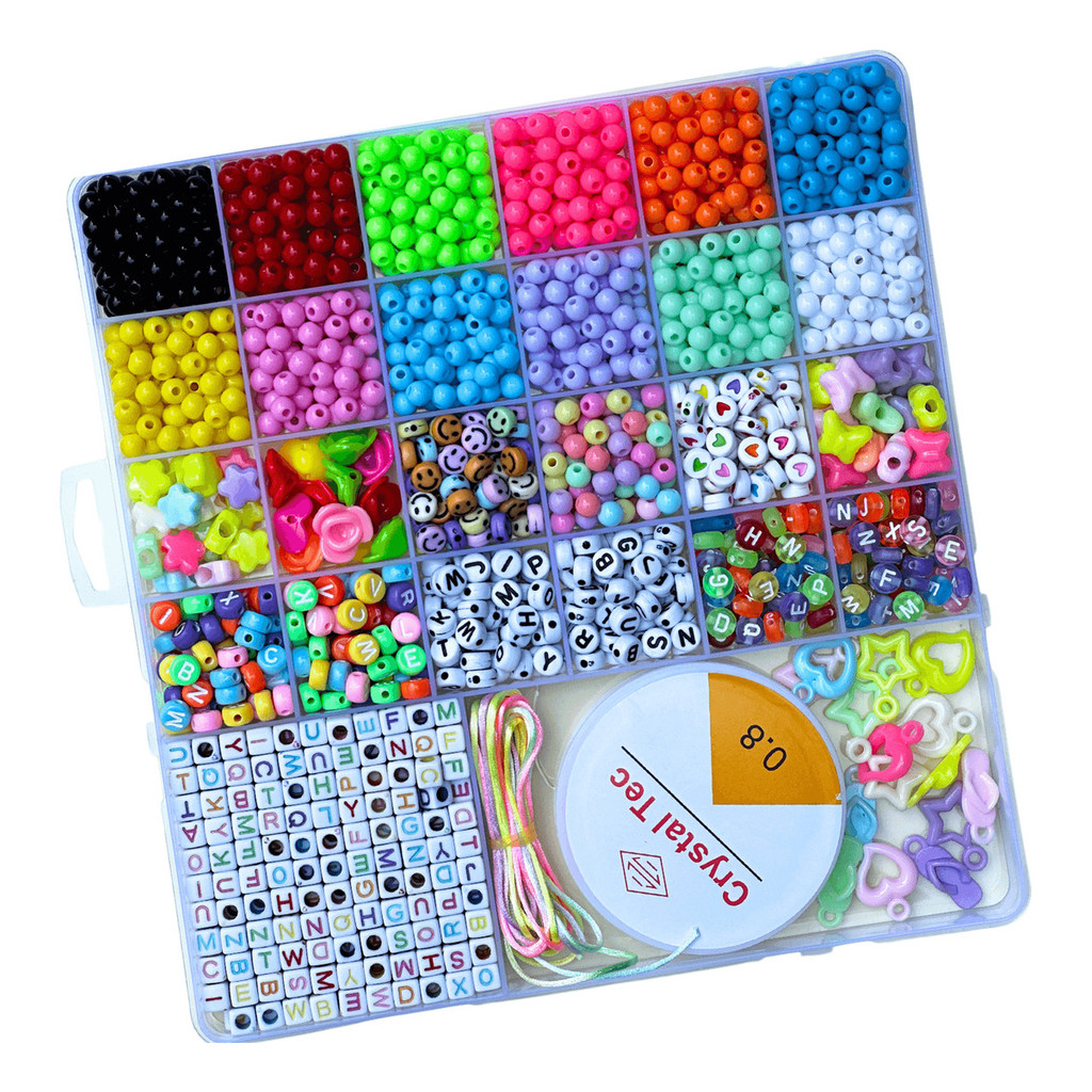 Maleta Kit De Miçangas Coloridas Para Fazer Pulseira Infantil em Oferta na Shopee