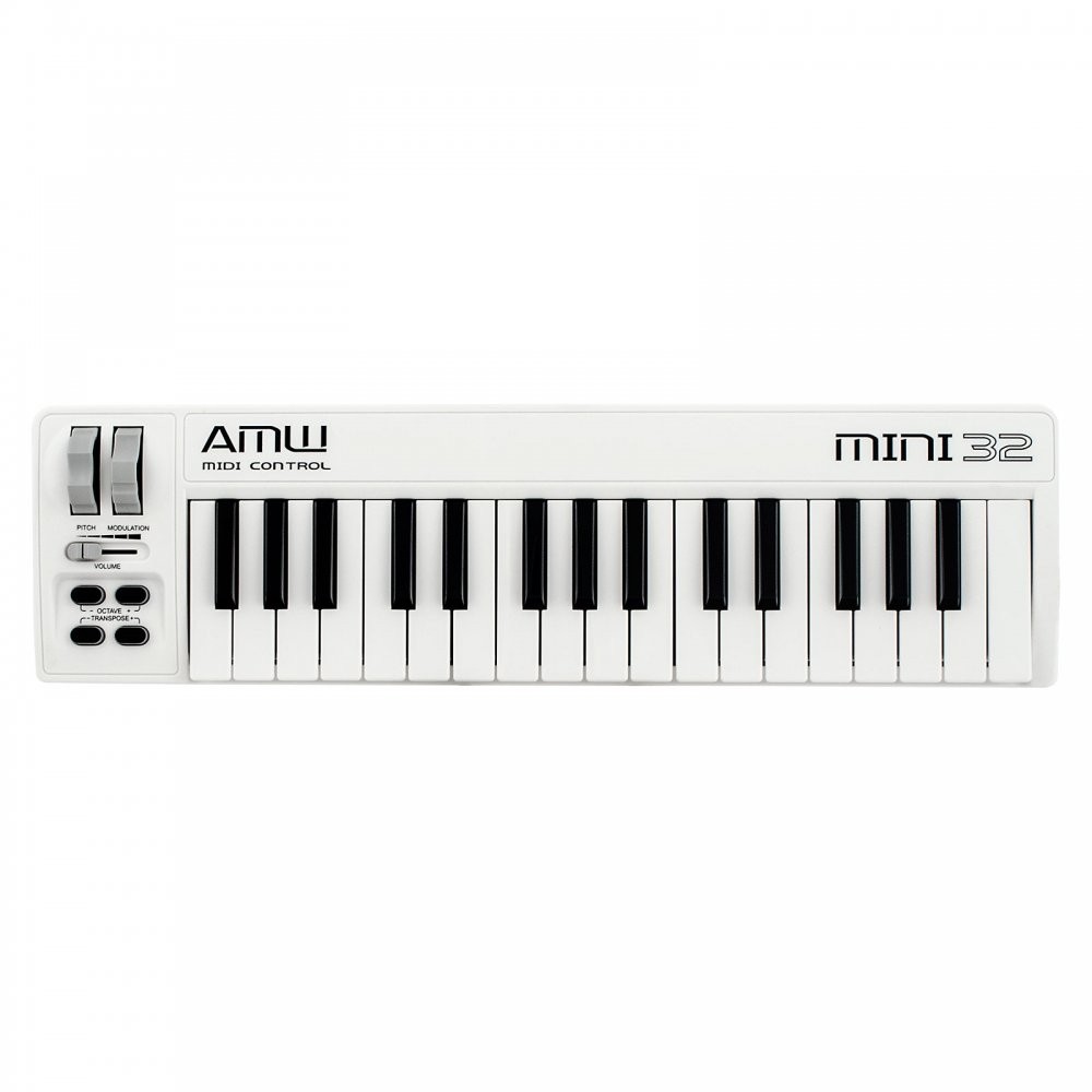 AMW Mini 32 Branco Teclado Controlador Midi USB 32 Teclas