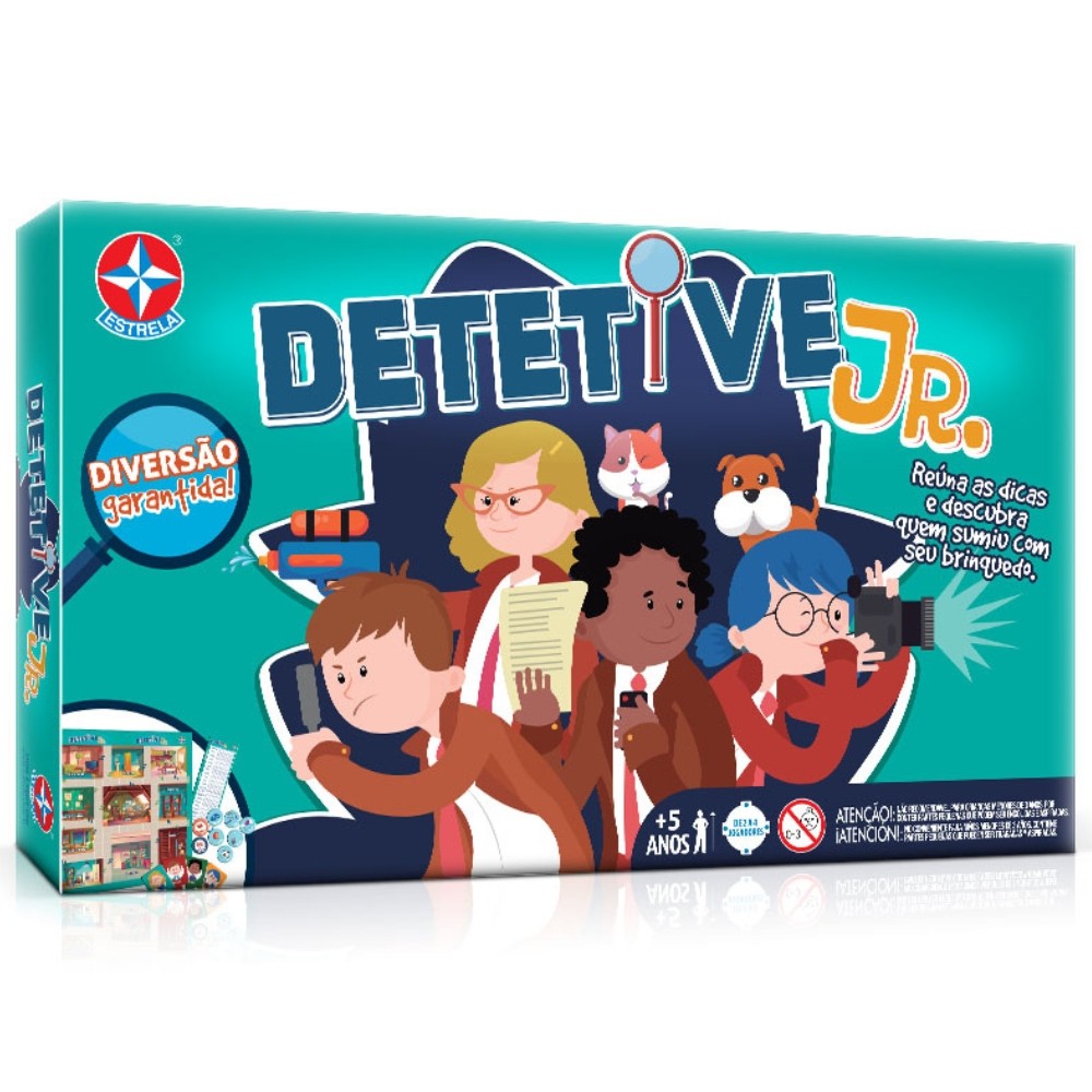 JOGO DE TABULEIRO DETETIVE JR ESTRELA BRINQUEDO JÚNIOR MESA FAMÍLIA DIVERSÃO AMI