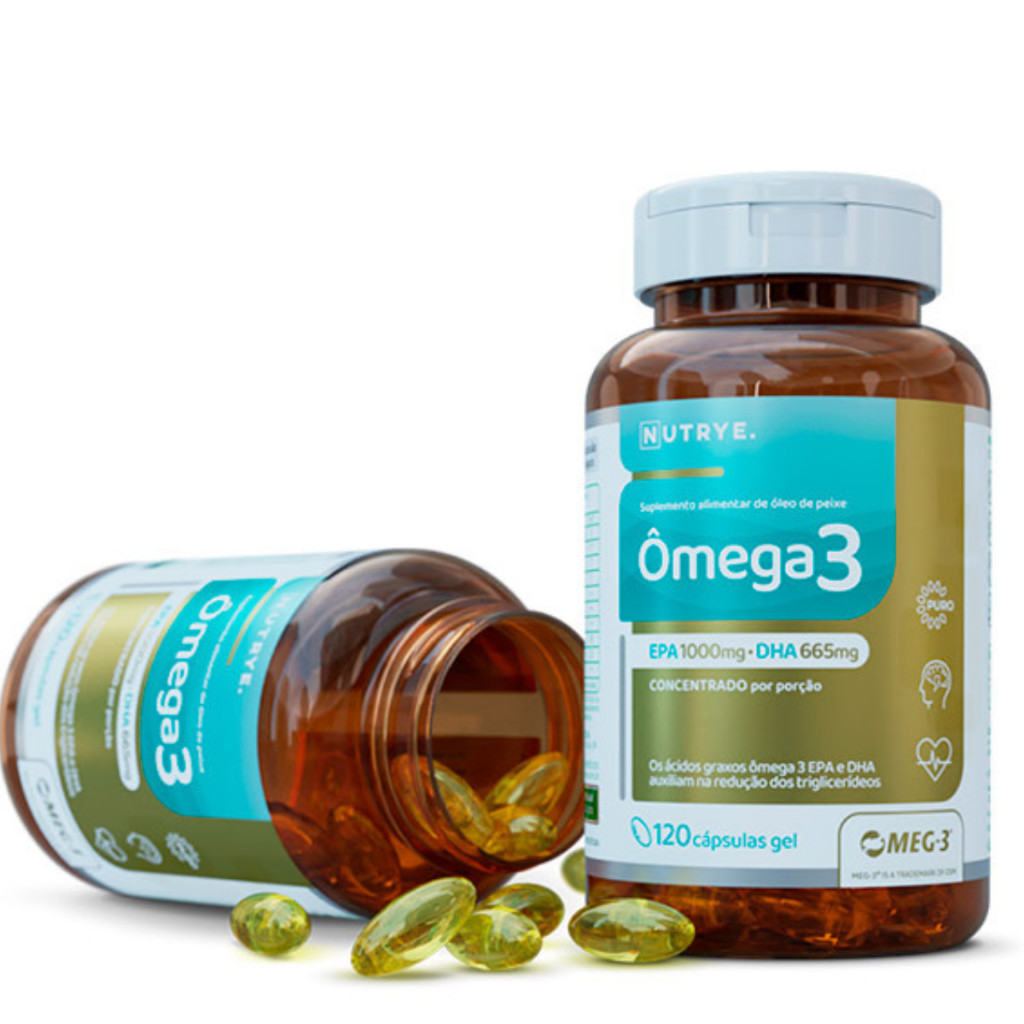 Omega 3 Importado Concentrado 1000mg - 120 Caps Epa 1000mg - Dha 665mg com MEG-3 Isento de Metais