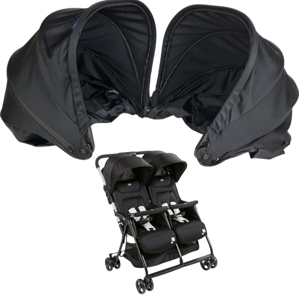CAPOTA PRETA GÊMEOS PARA CARRINHO DE BEBÊ OHLALA TWIN CHICCO