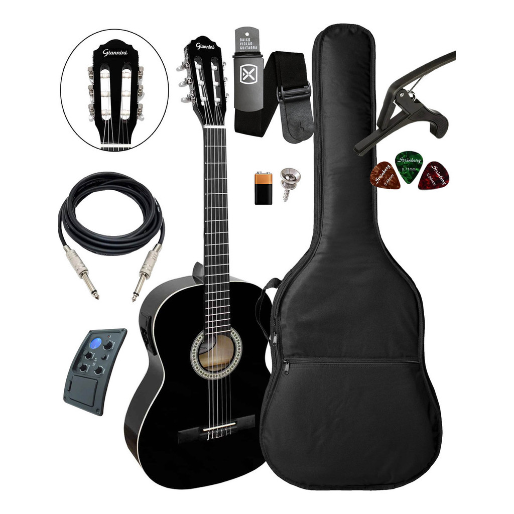Violão ELE/AC Giannini N-14 Eq Náilon C/ Capa Luxo E Kit em Oferta na Shopee