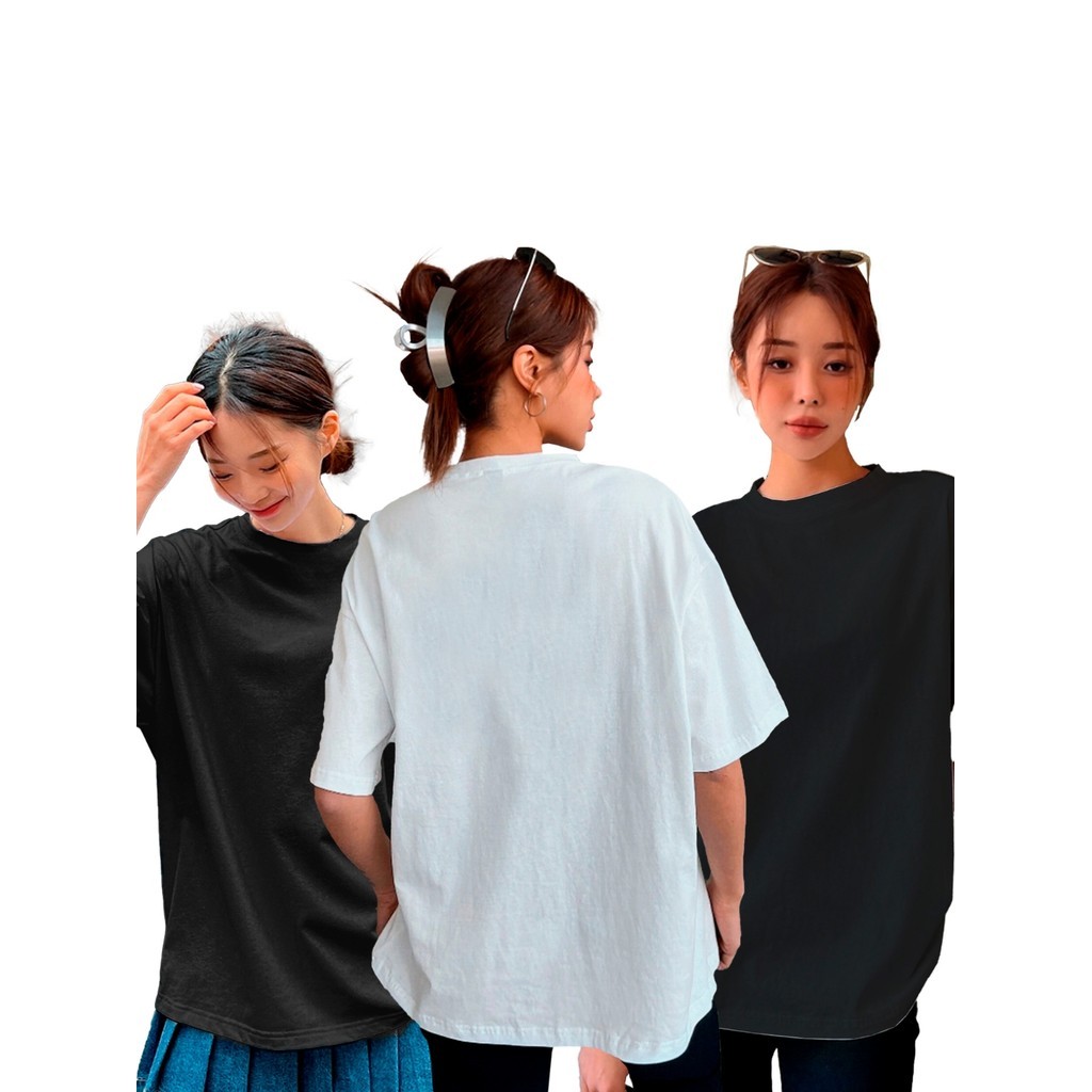 Camiseta Kit Peças 3 Cores Blusa  Conjunto Camisa Oversized Unissex Casual Social Trabalho Simples