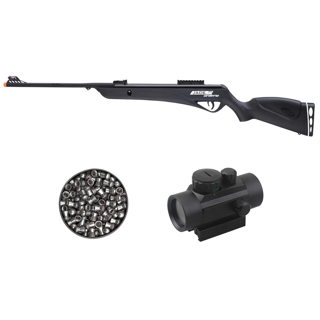 Carabina de Pressão Jade Pro Nitro Preta 5.5mm - CBC + Chumbo + Red Dot