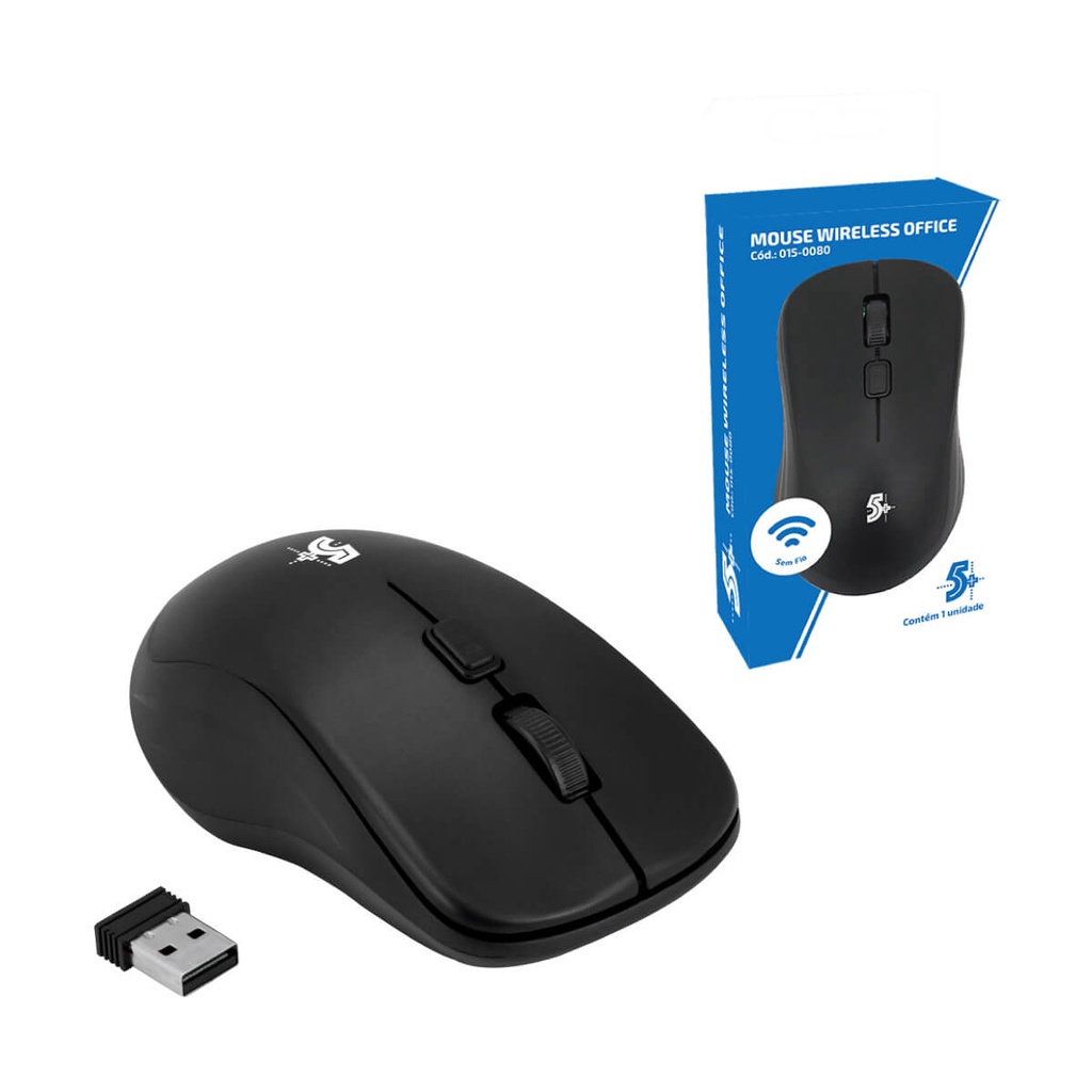 Mouse Wireless 2.4 Ghz Office Preto Certificado Anatel 5+