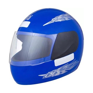 Capacete Azul Tamanho 60 ProTork Viseira Cristal Casco Em ABS E Cinta Jugular Com Fecho Revestido Em EPS