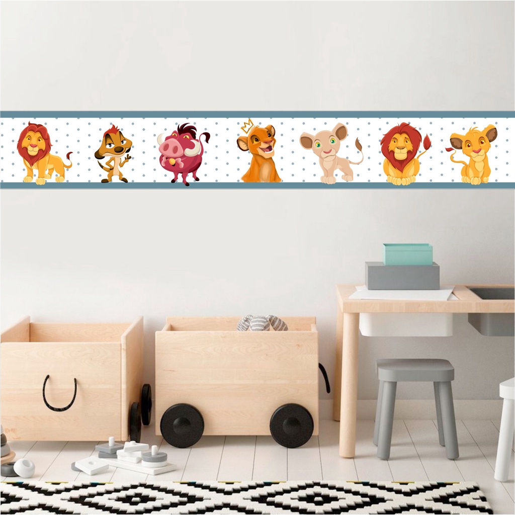 Faixa Adesiva Decorativa  Rei Leão - Papel de Parede Infantil Quarto de Menino - Adesivo de Parede Infantil