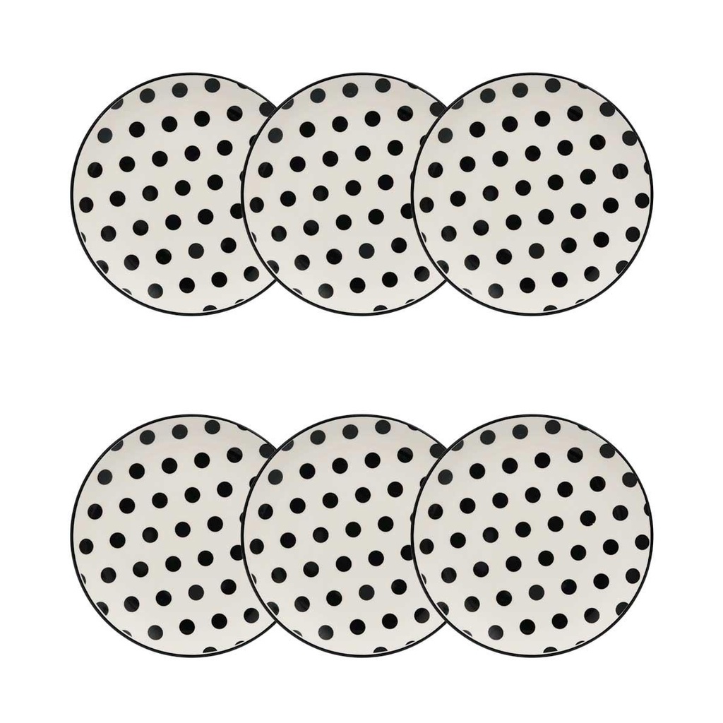 Jogo de 6 Pratos Sobremesa 20 Cm Oxford Stripes And Dots em Oferta na Shopee