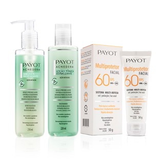 Kit Limpeza e Tonificação Acnederm + Proteção FPS 60 Payot